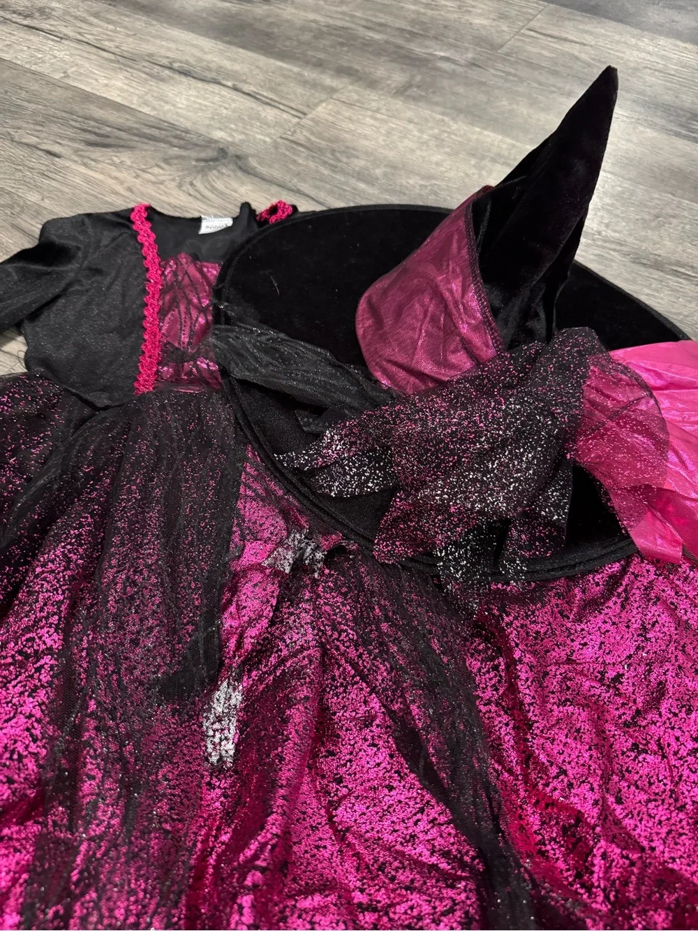 Witch Costume Dress and Hat - Pink and Black
